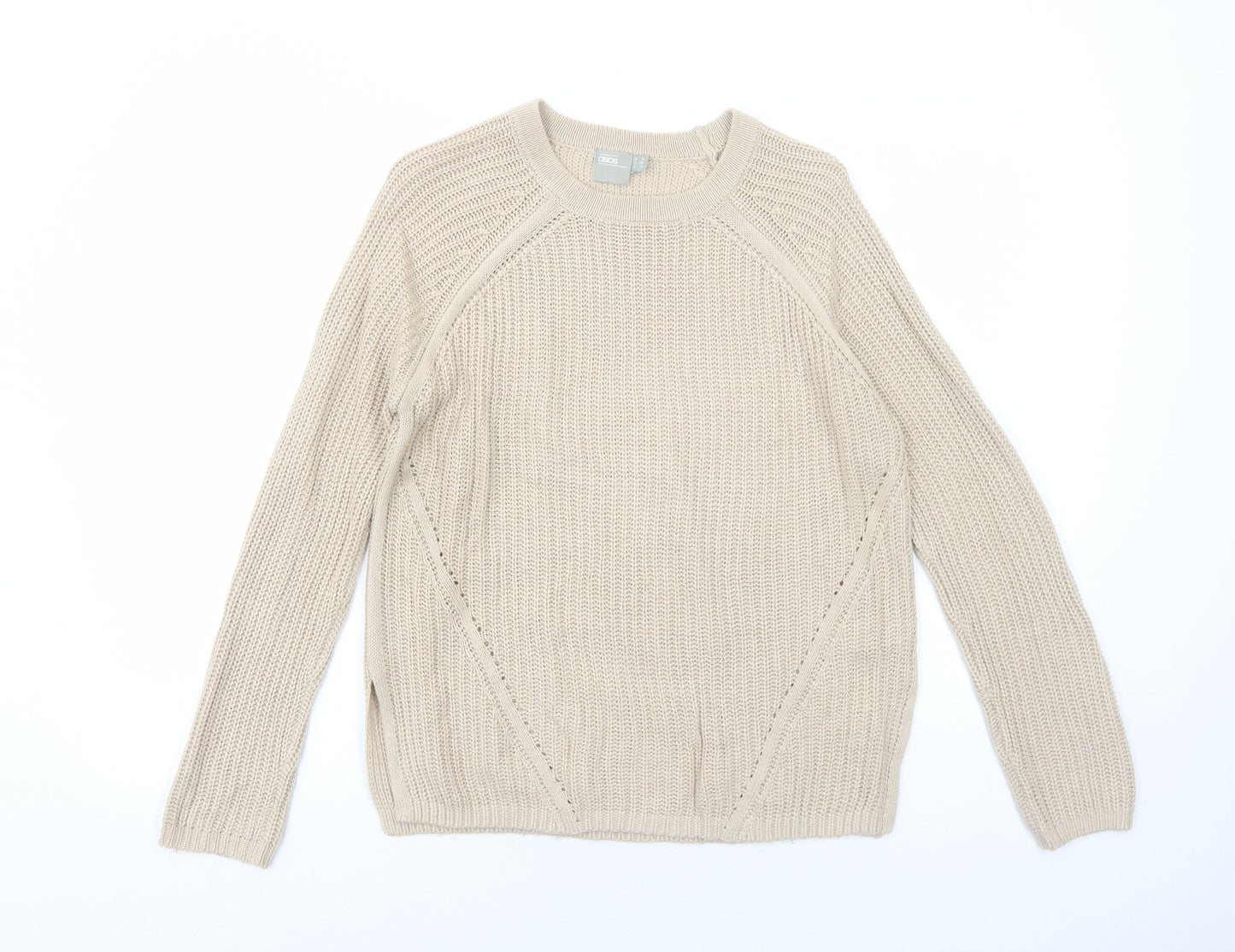 ASOS Womens Beige Round Neck Acrylic Pullover Jumper Size 8