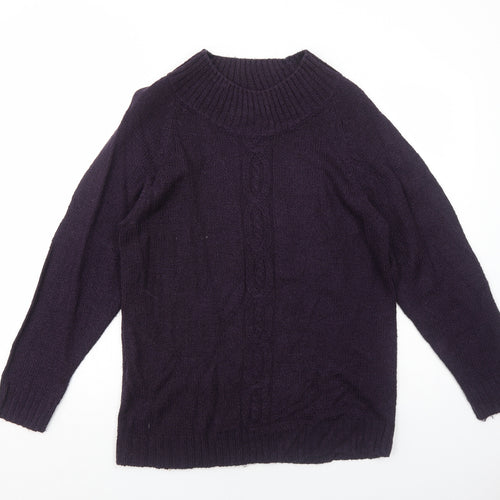 By Design Womens Purple Round Neck Acrylic Pullover Jumper Size M