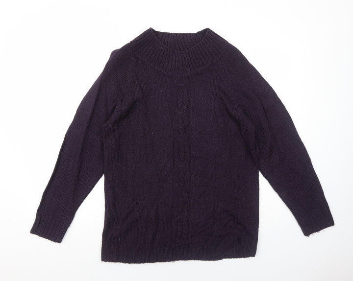 By Design Womens Purple Round Neck Acrylic Pullover Jumper Size M