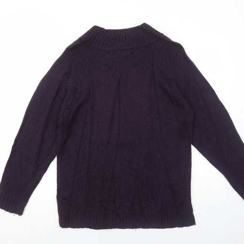 By Design Womens Purple Round Neck Acrylic Pullover Jumper Size M