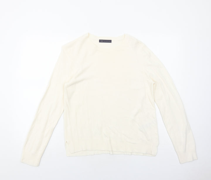 Marks and Spencer Womens Ivory Round Neck Acrylic Pullover Jumper Size 16