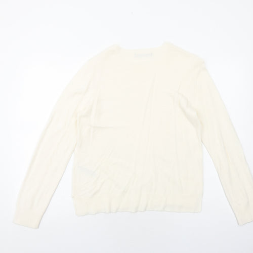 Marks and Spencer Womens Ivory Round Neck Acrylic Pullover Jumper Size 16