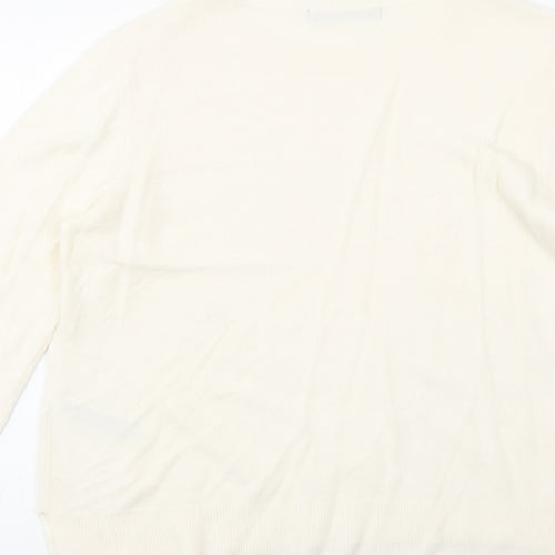 Marks and Spencer Womens Ivory Round Neck Acrylic Pullover Jumper Size 16