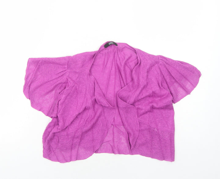 Marks and Spencer Womens Purple V-Neck Linen Cardigan Jumper Size 8