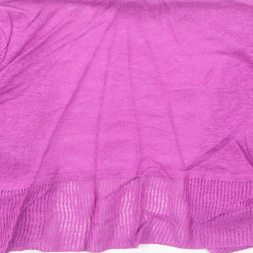 Marks and Spencer Womens Purple V-Neck Linen Cardigan Jumper Size 8