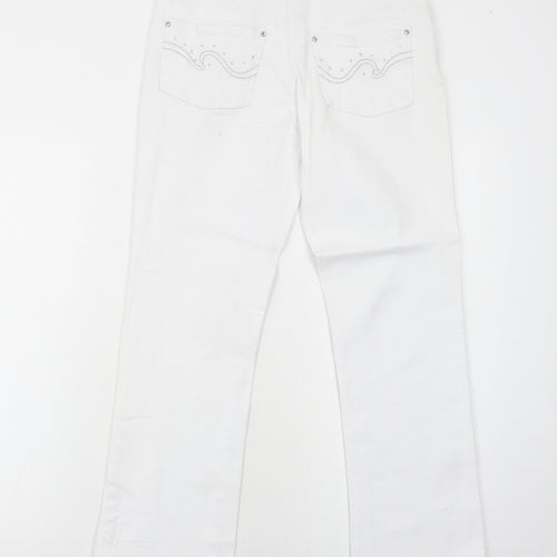 Onado Womens White Cotton Straight Jeans Size 10 Regular Zip