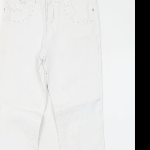 Onado Womens White Cotton Straight Jeans Size 10 Regular Zip