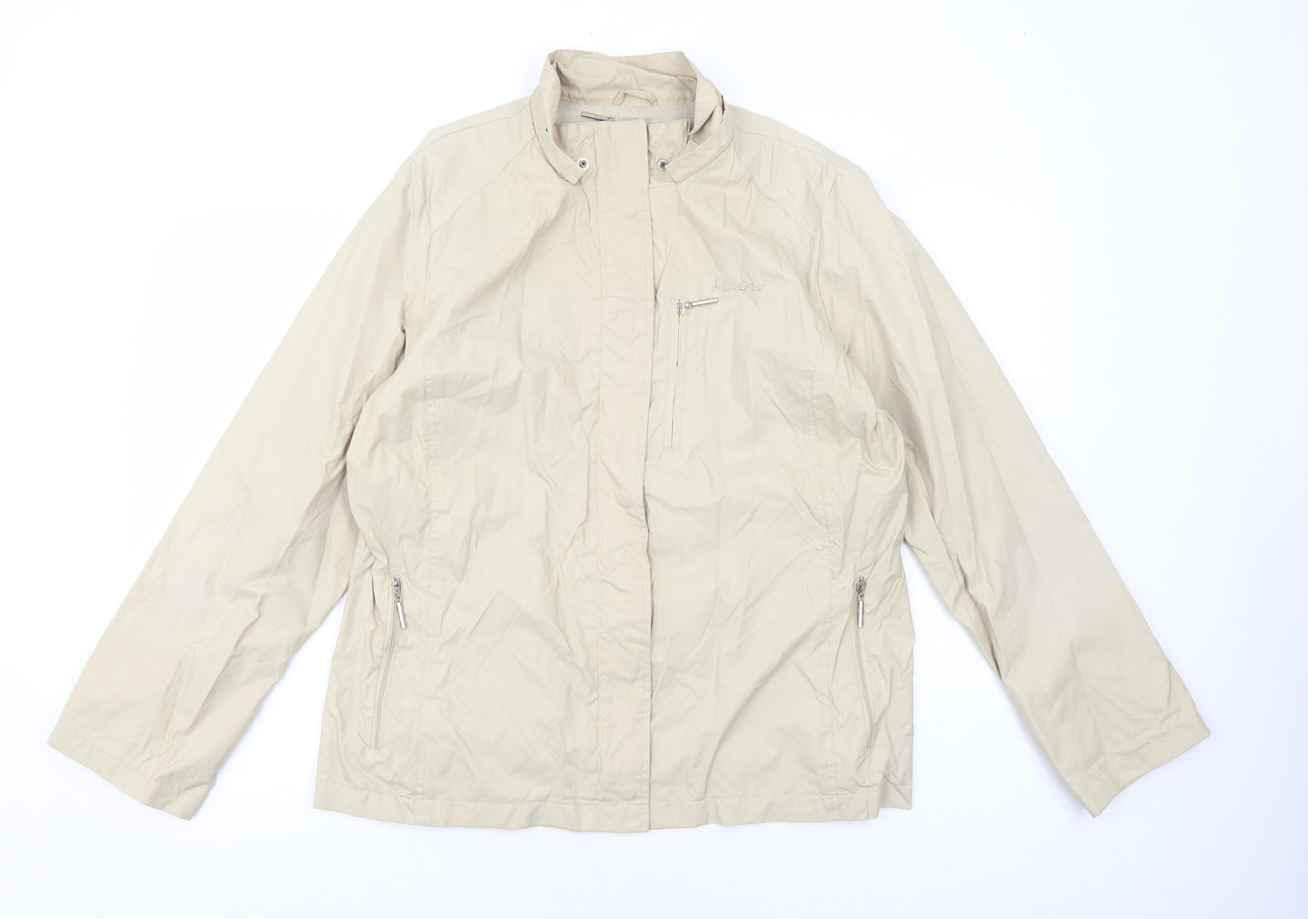 Maine Womens Beige Windbreaker Coat Size 16 Zip
