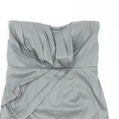 Alyn Paige Womens Grey Polyester Mini Size 12 Square Neck Zip - Front Pleat Detail