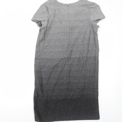 NEXT Womens Grey Wool Jumper Dress Size 10 V-Neck Zip