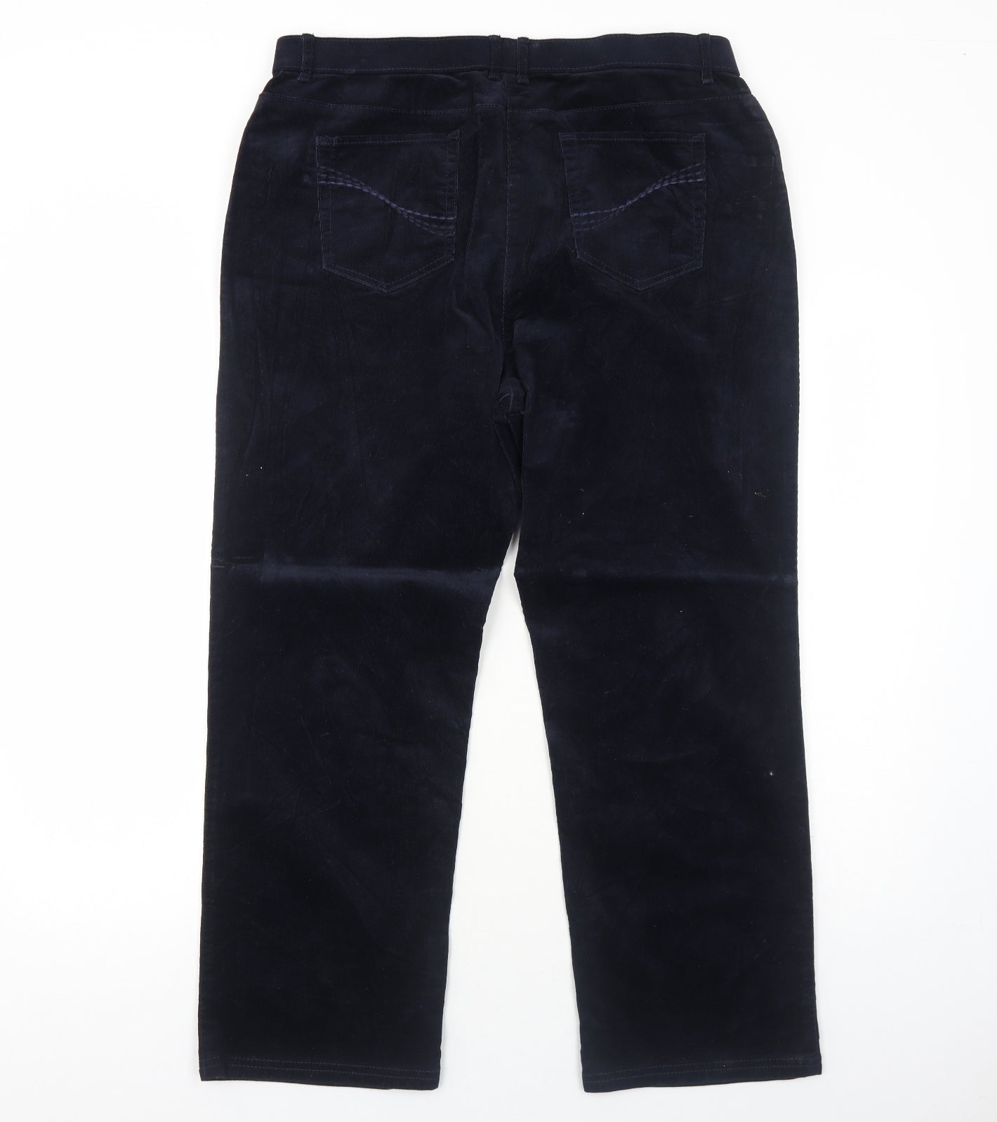 Marks and Spencer Womens Blue Cotton Trousers Size 16 Regular Zip