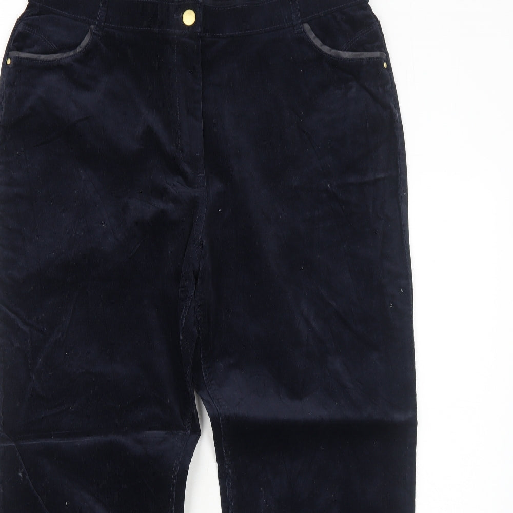 Marks and Spencer Womens Blue Cotton Trousers Size 16 Regular Zip