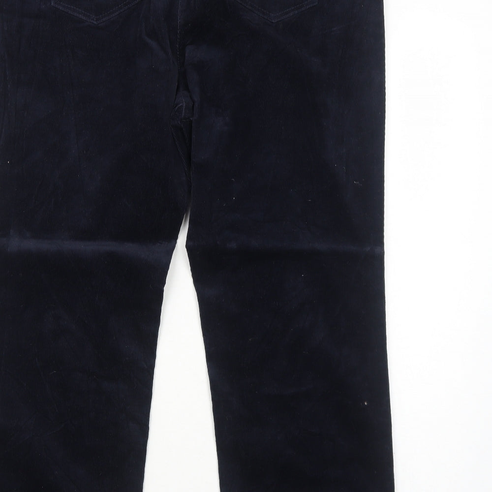 Marks and Spencer Womens Blue Cotton Trousers Size 16 Regular Zip