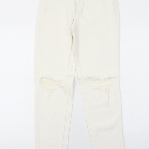 H&M Womens White Cotton Skinny Jeans Size 4 Regular Zip