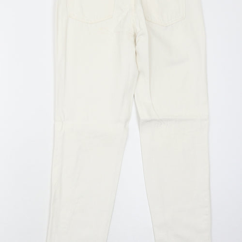 H&M Womens White Cotton Skinny Jeans Size 4 Regular Zip