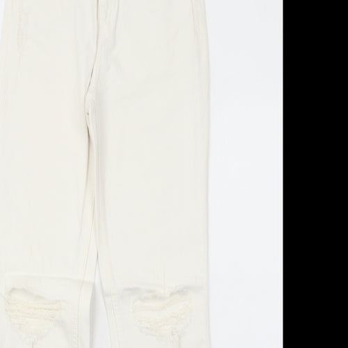H&M Womens White Cotton Skinny Jeans Size 4 Regular Zip