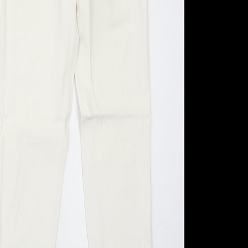 H&M Womens White Cotton Skinny Jeans Size 4 Regular Zip