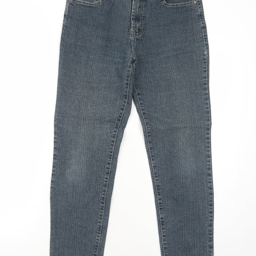 ZHIXIN Jeans Womens Blue Cotton Tapered Jeans Size 12 Regular Zip - Embroidered Pockets