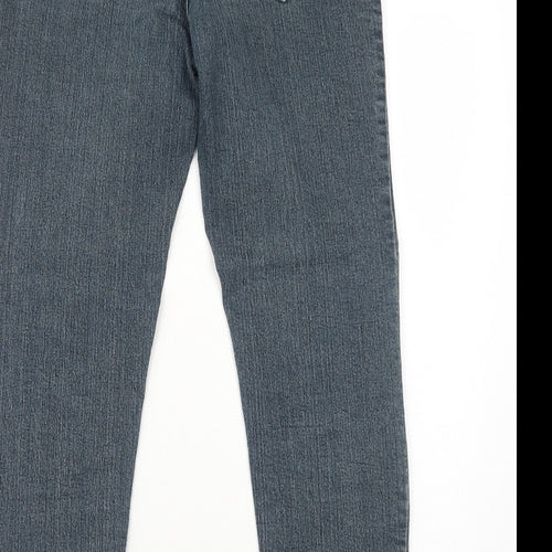 ZHIXIN Jeans Womens Blue Cotton Tapered Jeans Size 12 Regular Zip - Embroidered Pockets