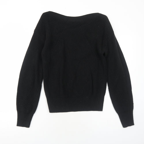Gap Womens Black Boat Neck Cotton Pullover Jumper Size M