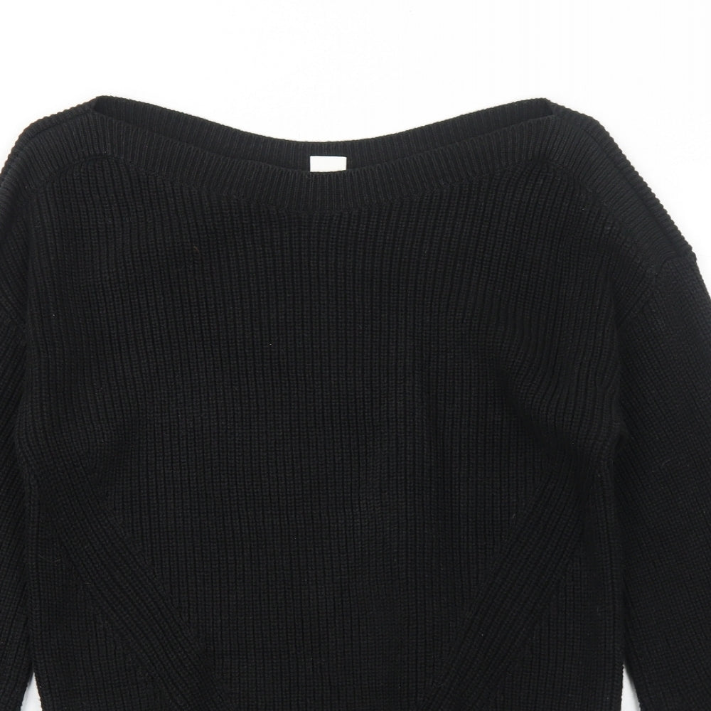 Gap Womens Black Boat Neck Cotton Pullover Jumper Size M