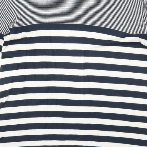 Atmosphere Womens Blue Striped Polyamide Basic T-Shirt Size 10 Round Neck