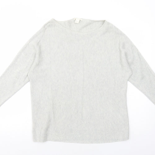 H&M Womens Grey Round Neck Polyethylene Pullover Jumper Size M