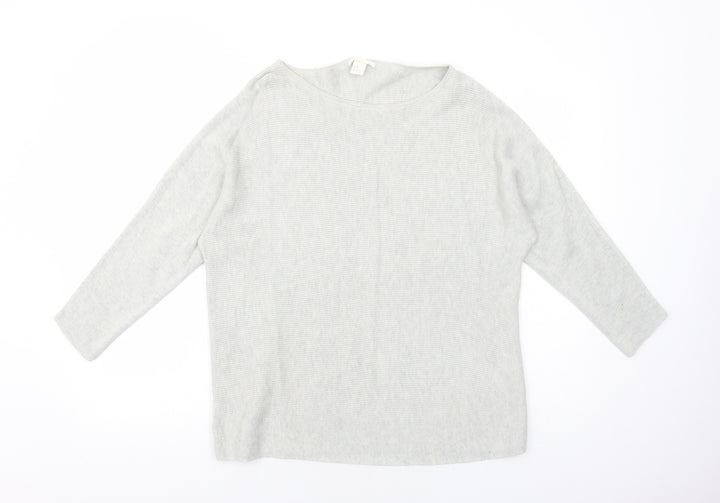 H&M Womens Grey Round Neck Polyethylene Pullover Jumper Size M