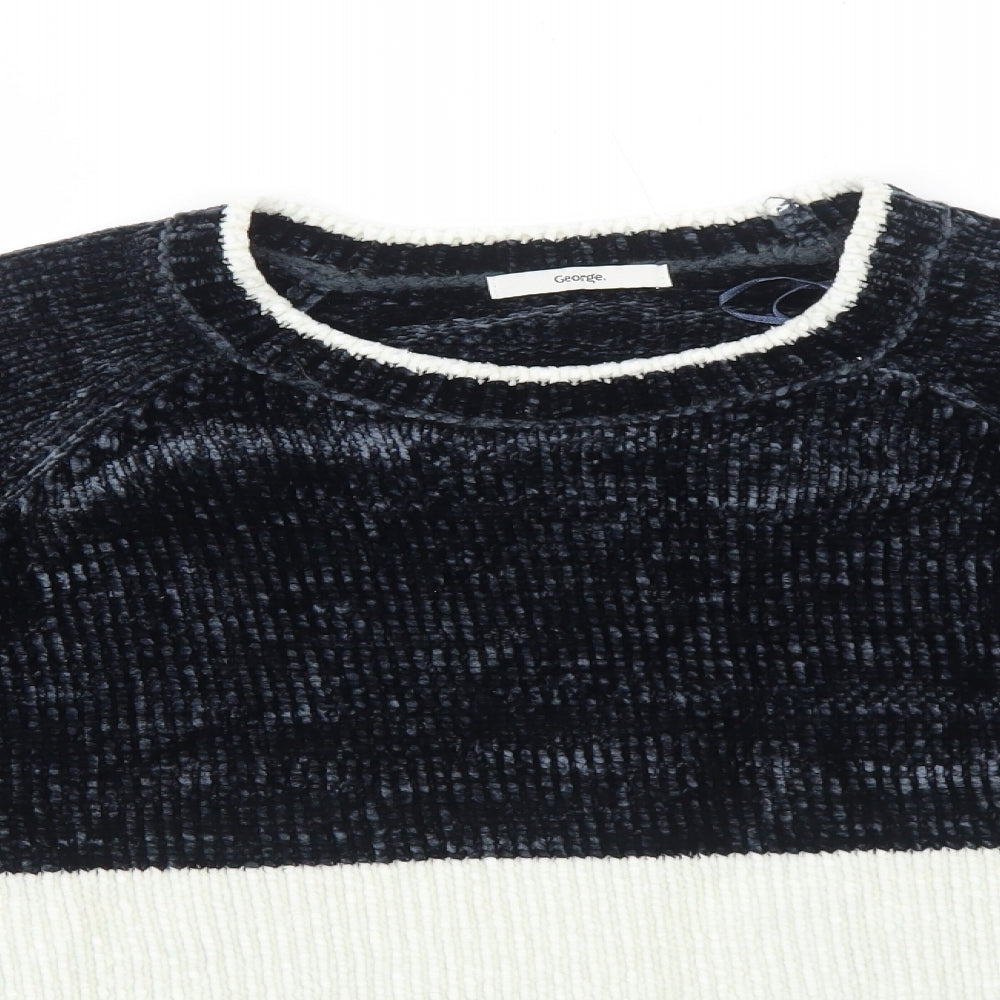 George Womens Black Round Neck Polyester Pullover Jumper Size 14 - Colourblock