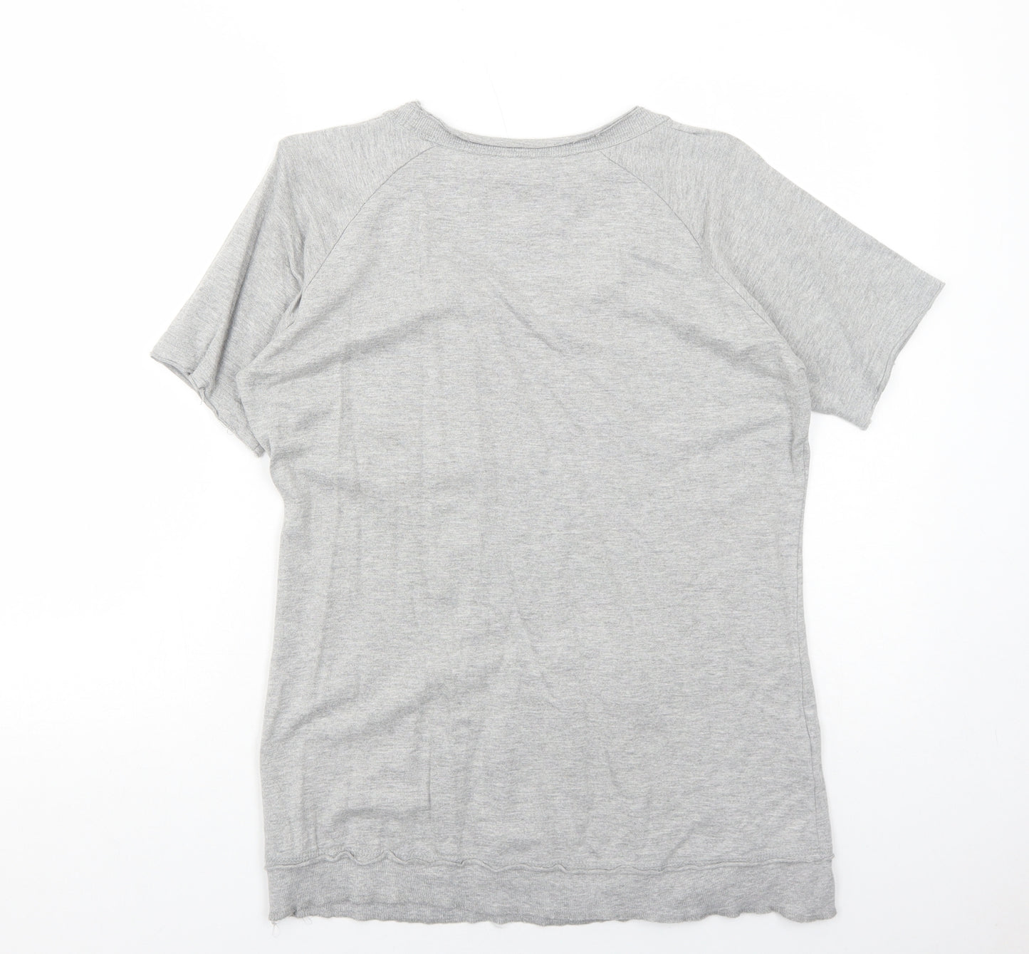 SH Italia Womens Grey Cotton Basic T-Shirt Size M Round Neck