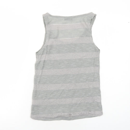 Topshop Womens Grey Striped Polyester Basic Tank Size 8 Scoop Neck