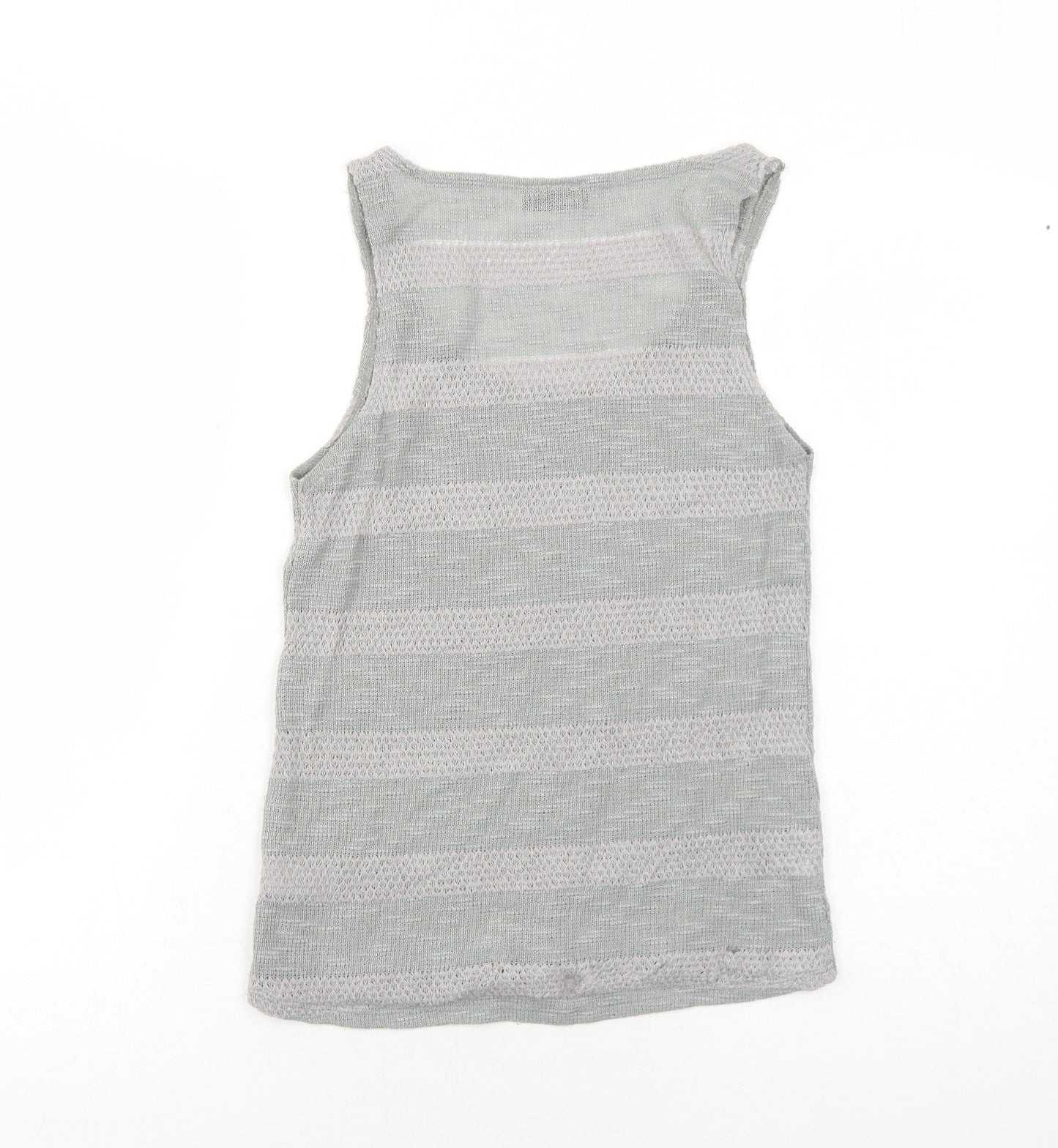 Topshop Womens Grey Striped Polyester Basic Tank Size 8 Scoop Neck