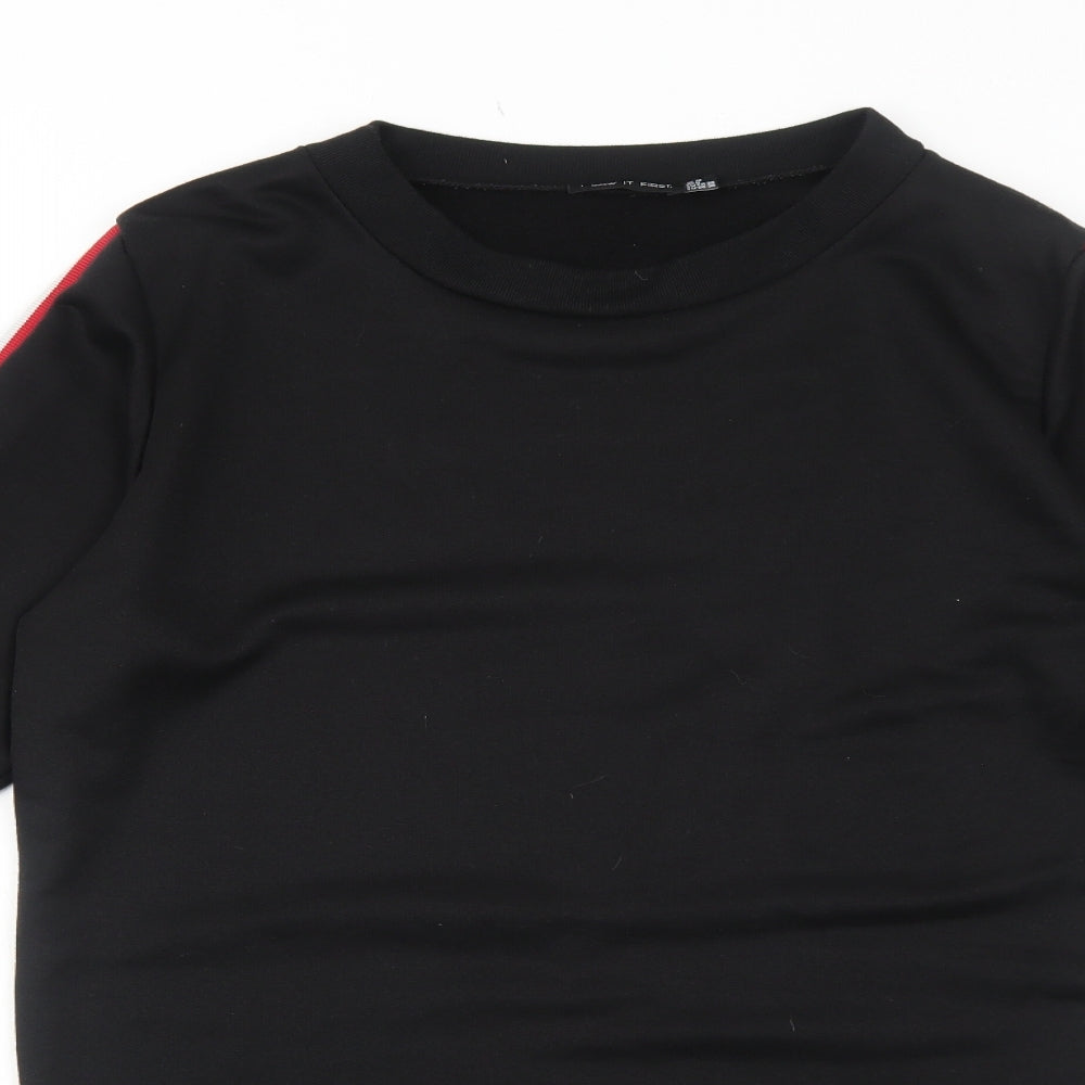 I SAW IT FIRST Womens Black Polyester Jumper Dress Size 10 Round Neck Pullover