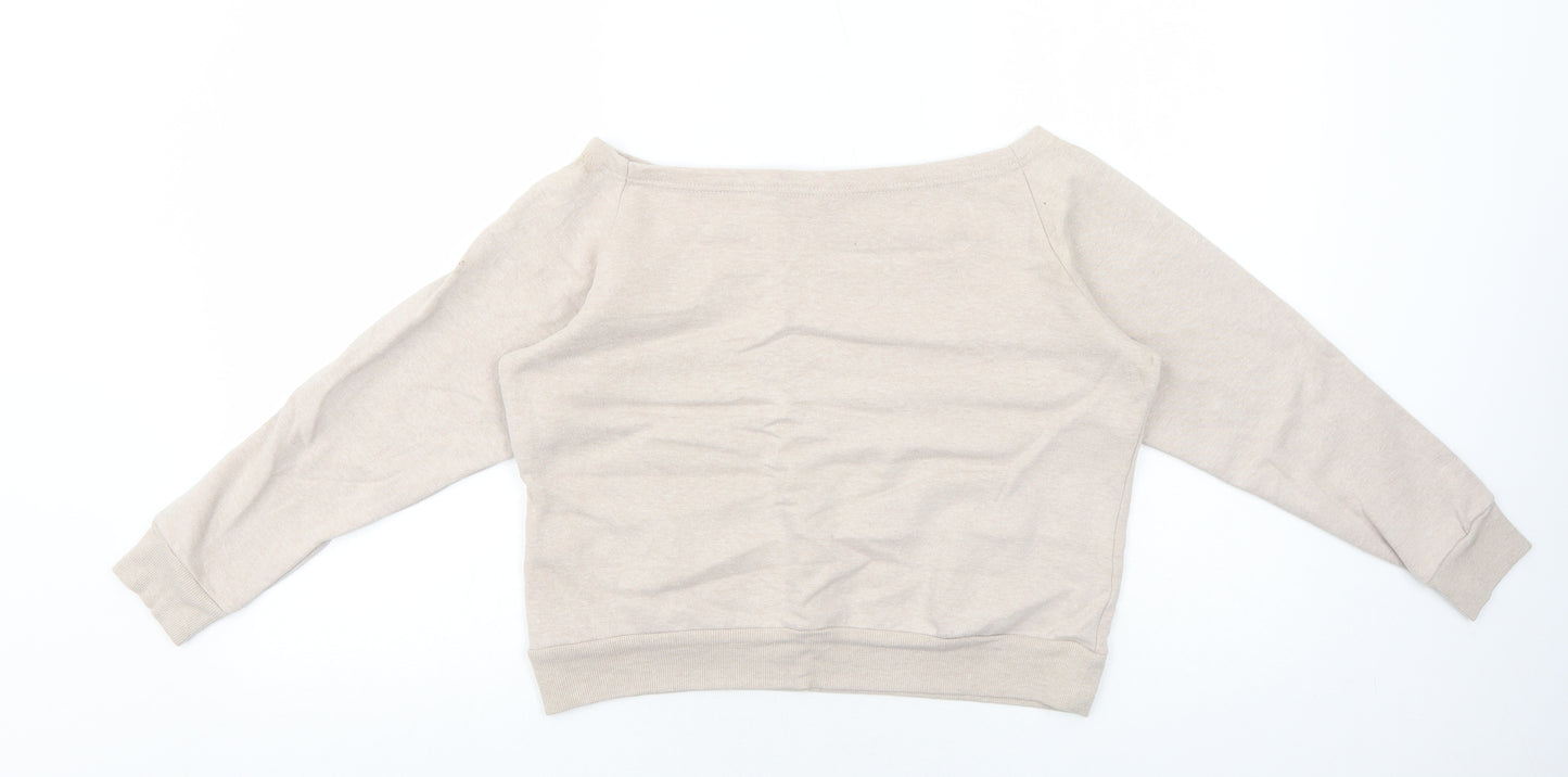 South Beach Womens Beige Cotton Pullover Sweatshirt Size 10 Pullover