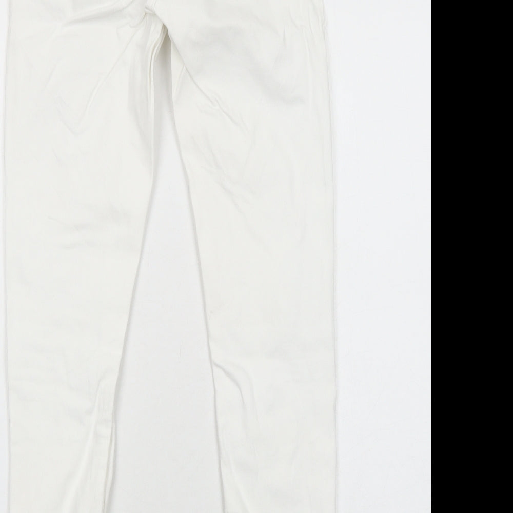 Zara Womens White Cotton Skinny Jeans Size 4 Regular Zip