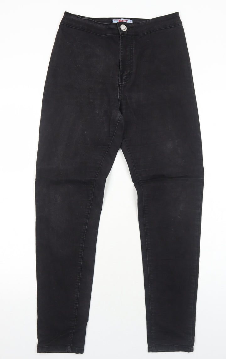 Texmart Womens Black Cotton Jegging Jeans Size 14 Regular Zip