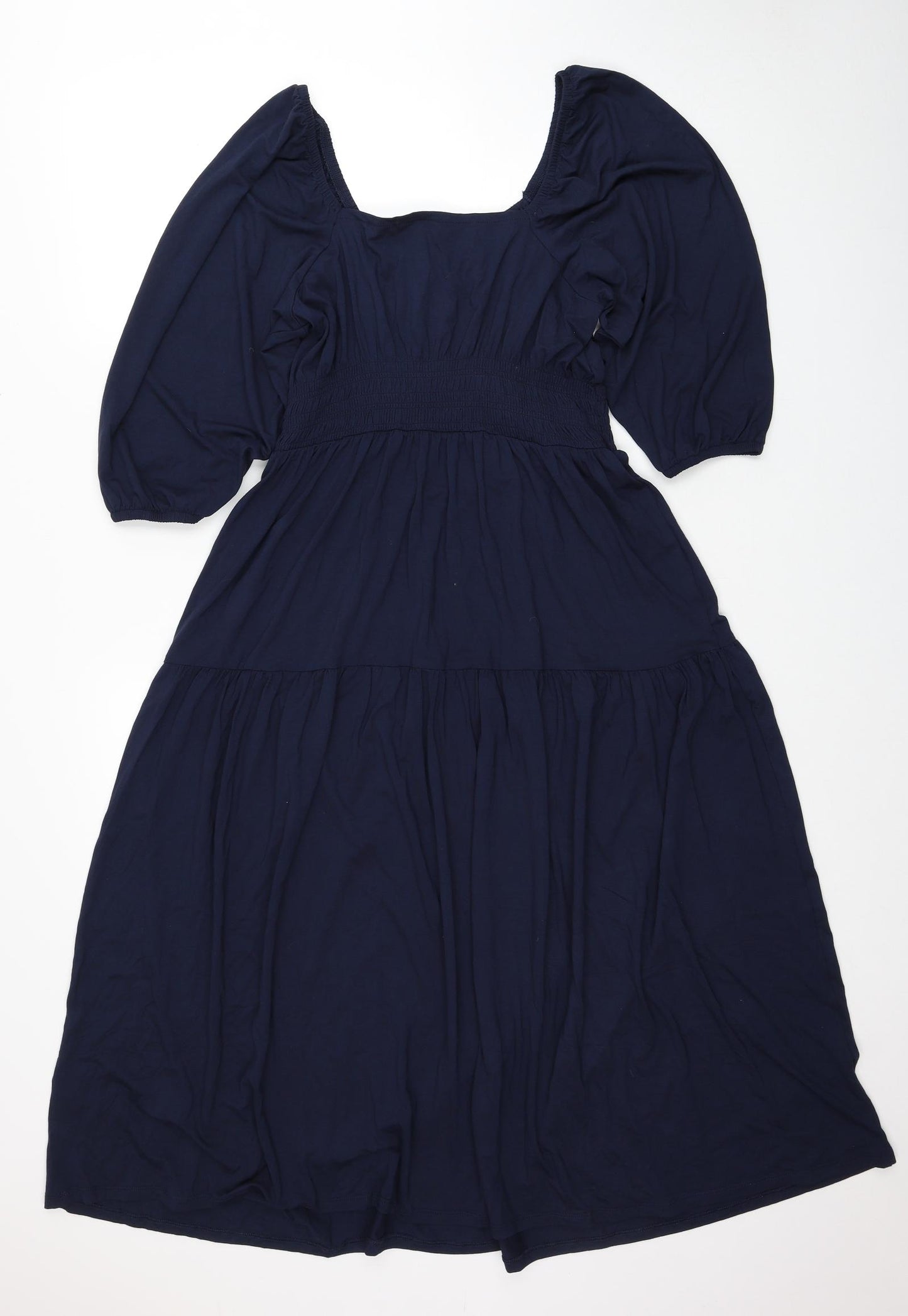 Marks and Spencer Womens Blue Viscose Trapeze & Swing Size 12 Square Neck Pullover