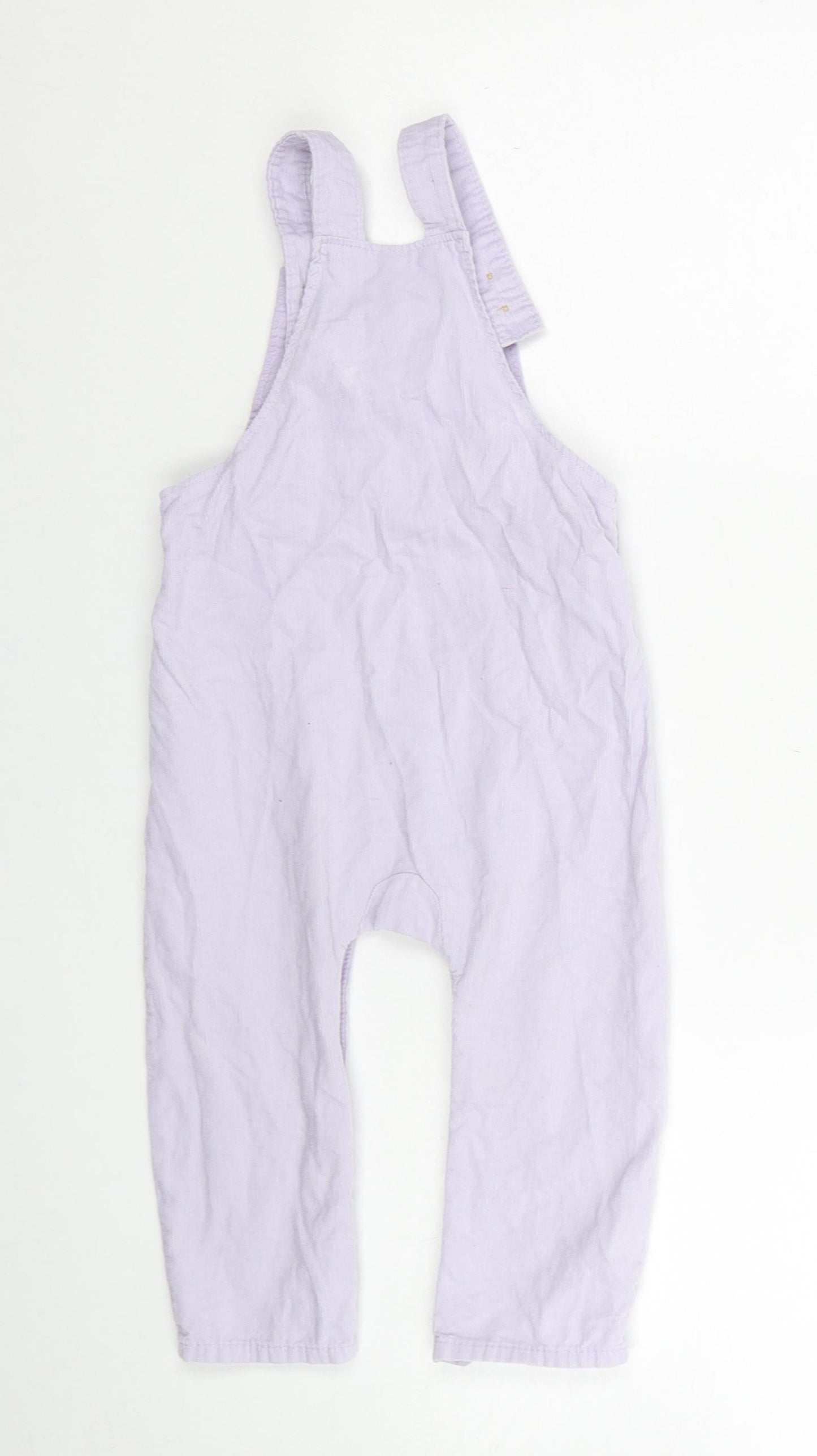 Marks and Spencer Girls Purple Cotton Dungaree One-Piece Size 18-24 Months Snap - Heart Pocket