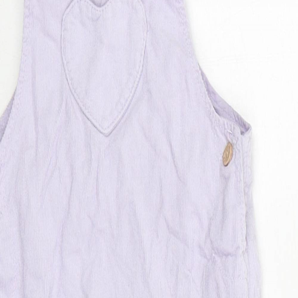 Marks and Spencer Girls Purple Cotton Dungaree One-Piece Size 18-24 Months Snap - Heart Pocket