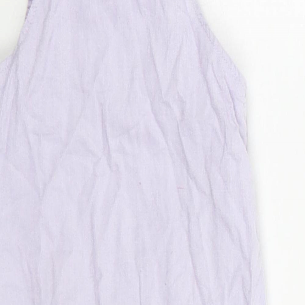Marks and Spencer Girls Purple Cotton Dungaree One-Piece Size 18-24 Months Snap - Heart Pocket