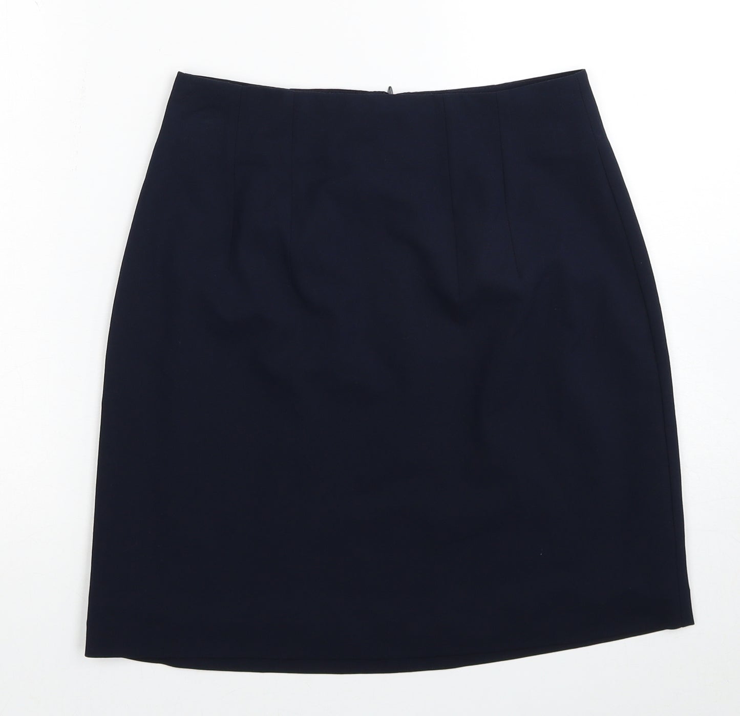 Marks and Spencer Womens Blue Polyester A-Line Skirt Size 8 Zip