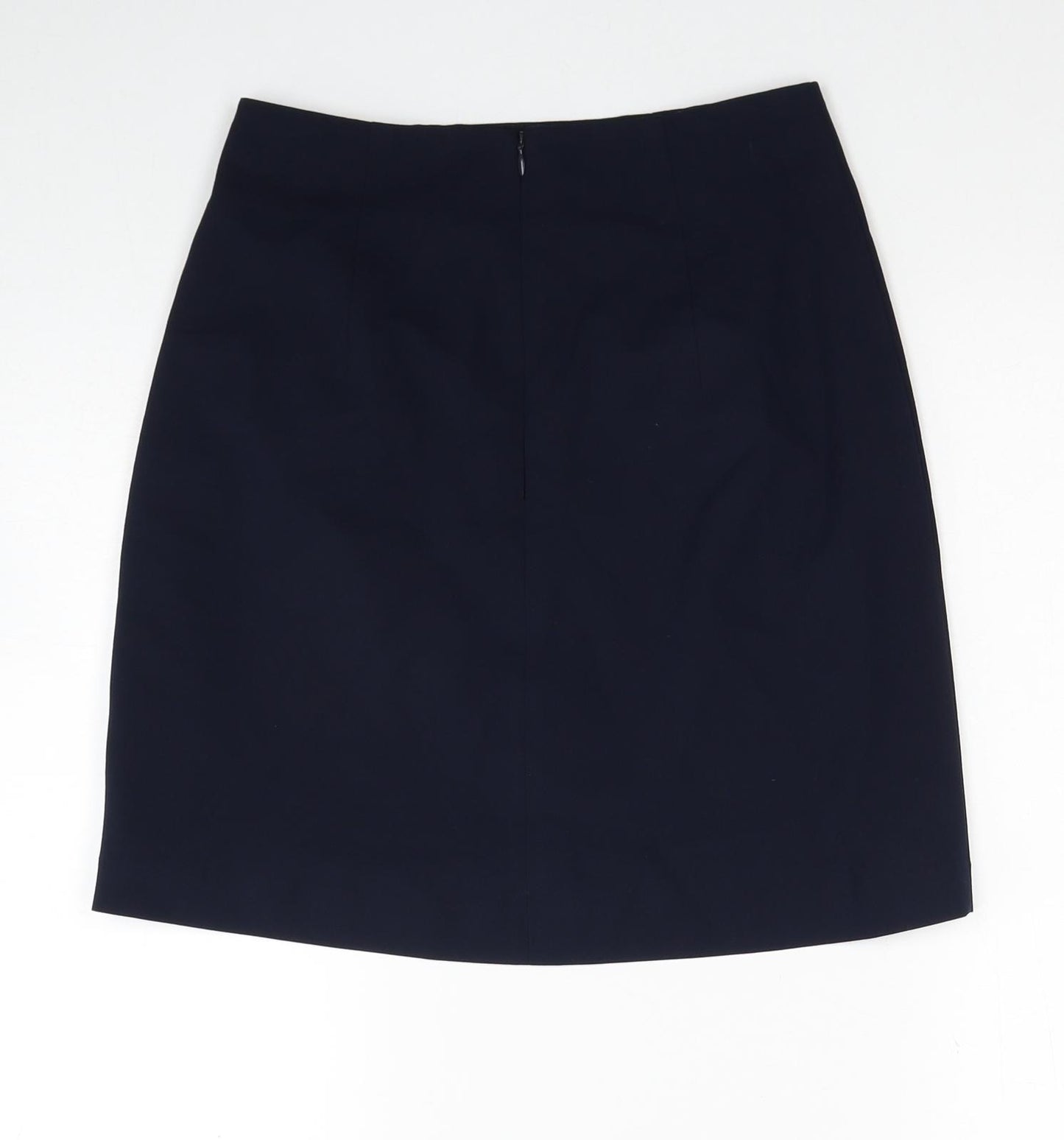 Marks and Spencer Womens Blue Polyester A-Line Skirt Size 8 Zip