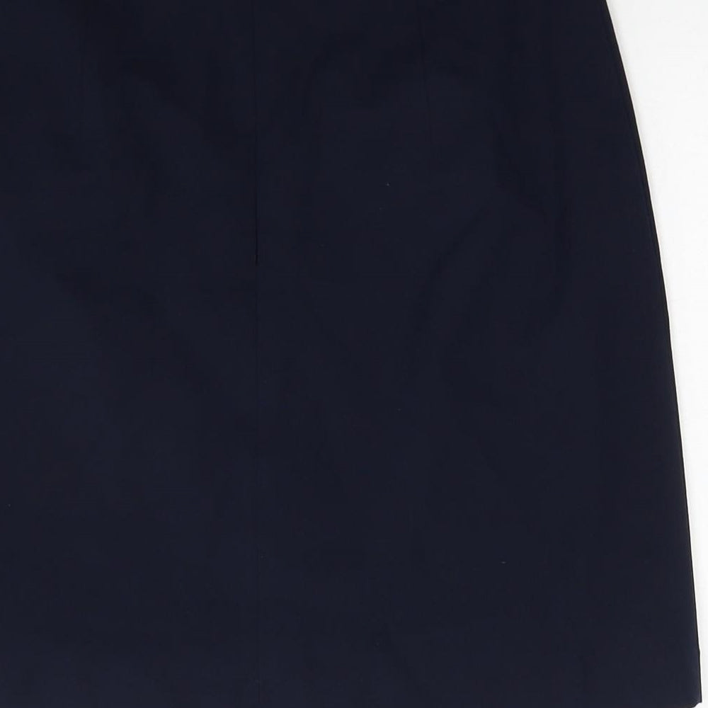 Marks and Spencer Womens Blue Polyester A-Line Skirt Size 8 Zip