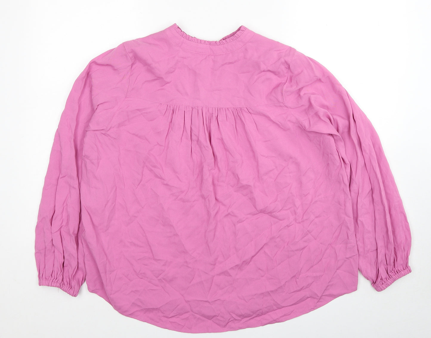 Marks and Spencer Womens Pink Viscose Basic Blouse Size 12 V-Neck