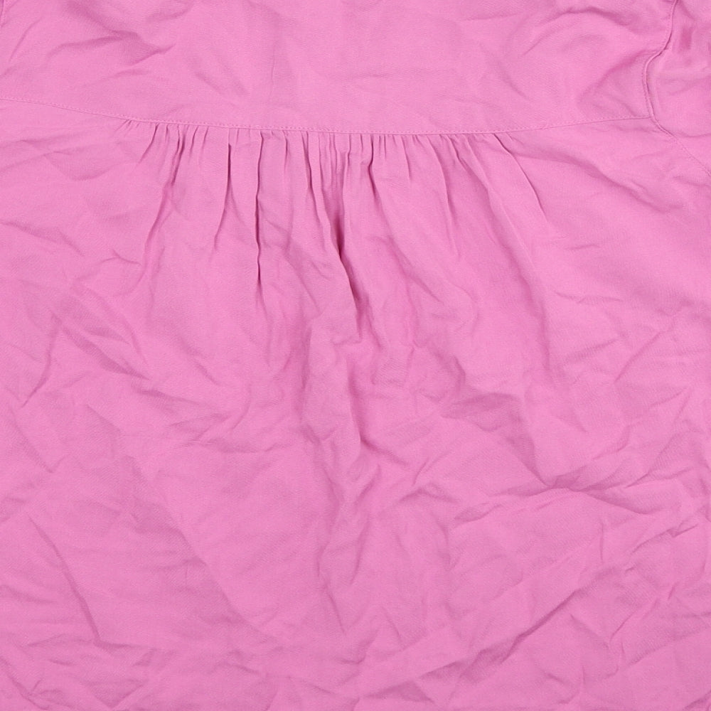 Marks and Spencer Womens Pink Viscose Basic Blouse Size 12 V-Neck