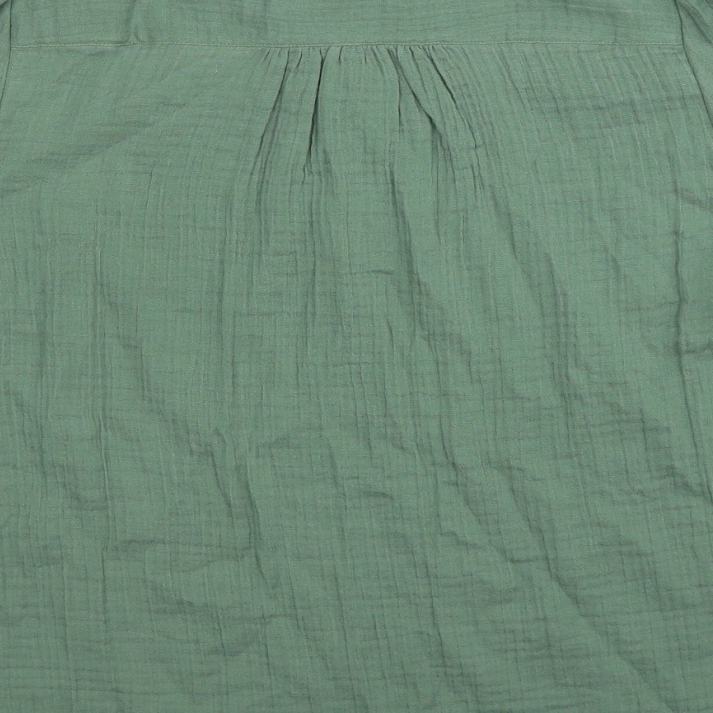 Per Una Womens Green Cotton Basic Blouse Size 16 Round Neck