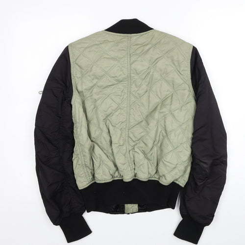 Topshop Womens Green Bomber Jacket Jacket Size 6 Zip