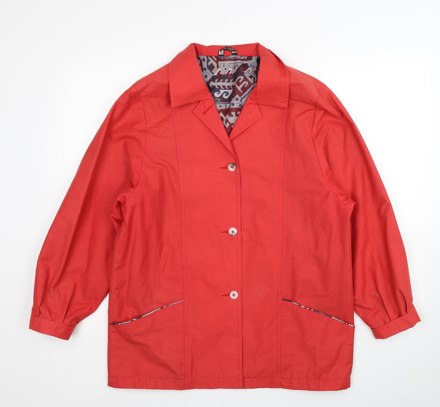 Preworn Womens Red Jacket Size 14 Button