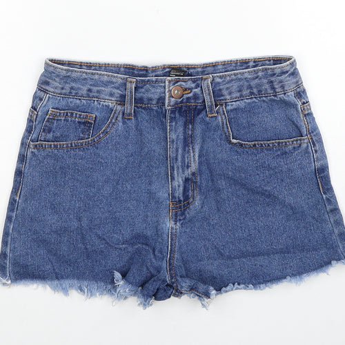 Fashion Nova Womens Blue Cotton Boyfriend Shorts Size 8 Regular Zip