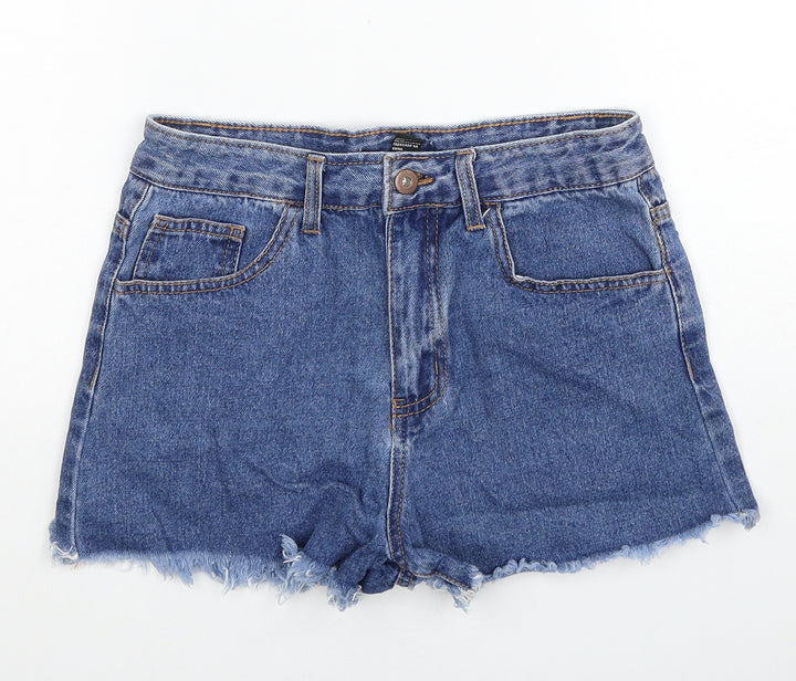 Fashion Nova Womens Blue Cotton Boyfriend Shorts Size 8 Regular Zip